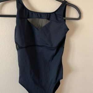 Black leotard with mesh triangle cut outs